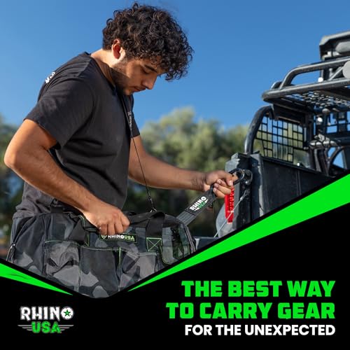 Rhino USA Tool Bag (18-Inch) Heavy Duty Wide Mouth Tool Tote with Zipper for Men - Large Tools Bags with Extra Side Storage Pockets, Reinforced Shoulder Strap & Upgraded Metal Clips (Camo) by Rhino USA - Image 7