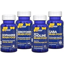 NATURAL STACKS Brain Food Bundle - for Mental Drive, Cognitive Function, Positive Mood & Relaxation* - Brain Supplements for Adults - 240 Total Capsules
