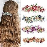 Wecoe 4pcs Hair Barrettes for Women Metal Gold Snap Hair Clips Pink Flower Butterfly Decorative Crys