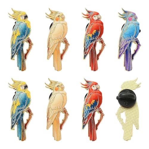 8-Piece Parrot Enamel Lapel Pins