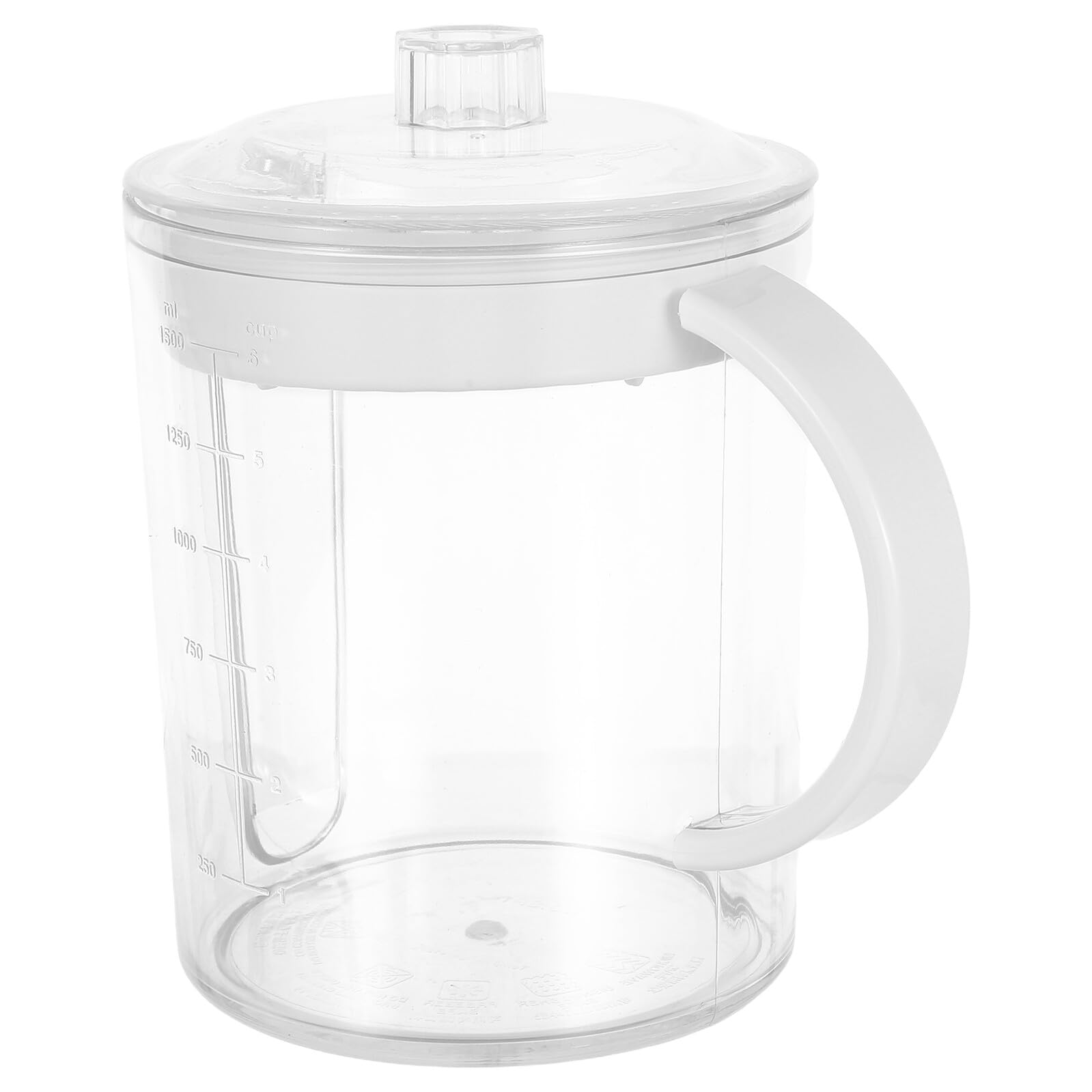 Fettabscheider Messbecher 1500 Ml mit Siebfilter Mikrowellengeeignet Weiß Küchenfettfänger für Haushalt und Restaurant