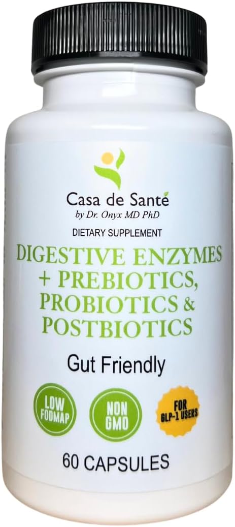 FODMAP Digestive Enzymes with Probiotics Prebiotics & Postbiotics - GLP-1 Support | Low FODMAP Gut Friendly 4-in-1 | 18 Enzymes + 6 Billion CFU | MD PhD Developed | 60 Veg Capsules