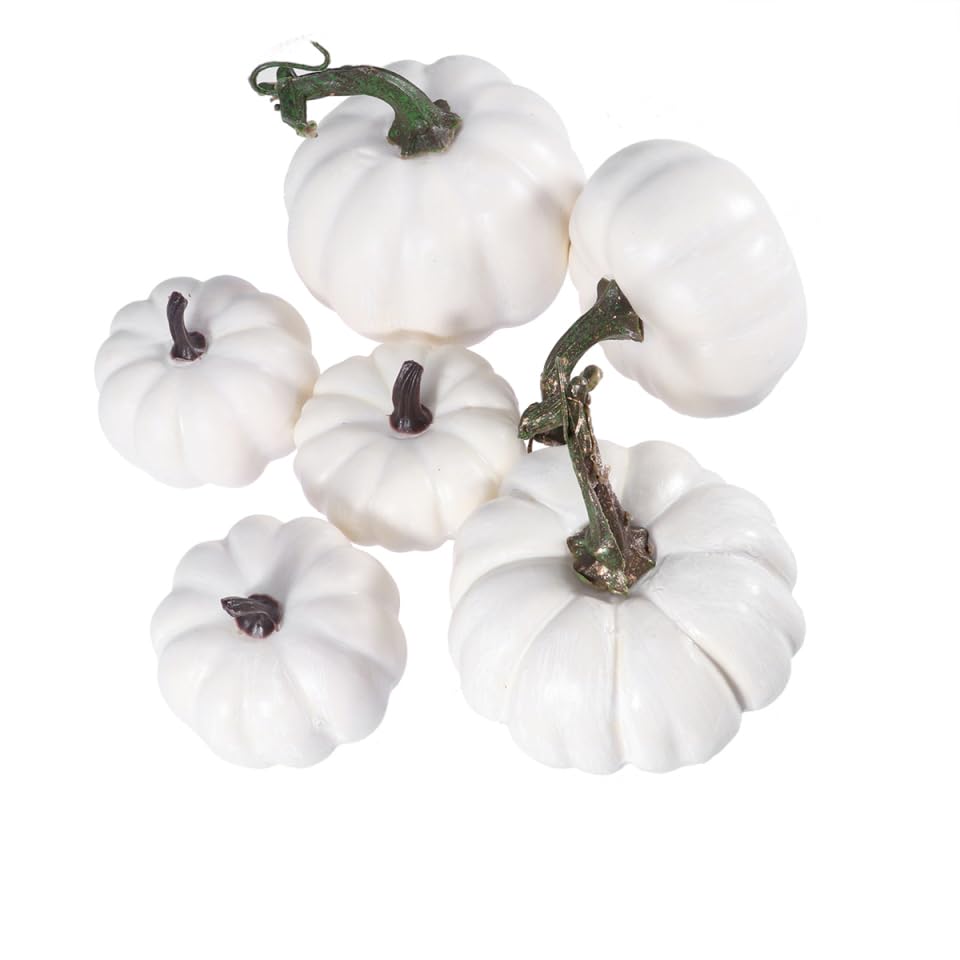 12 calabazas artificiales blancas de Happyyami para decoración