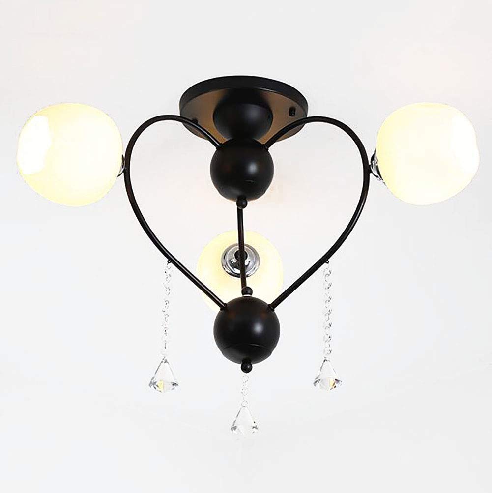 Lámpara de techo de hierro forjado de estilo nórdico negro 3 luces