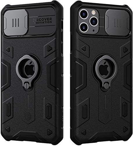 Nillkin Armor iPhone 11 Pro Max Case, [Built in Kickstand & Camera Lens Protector] Shockproof Hard Plastic Back & Soft Silicone Bumper Hybrid Cover Phone Case for iPhone 11 Pro Max 6.5'' Black