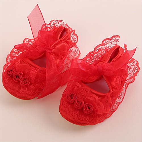 Niyage Baby Girls Clothes Dress Headband Shoes 3 Pcs Set Flowers Party Outfit Romper Dress-Red 0-3 Months #TOP5