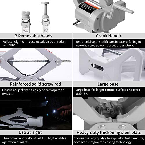 Trihelper Electric Car Jack Kit - 12V Trailer Floor Jack Stands Set 3 Ton Vehicle Scissor Car Lift For Tire Change And Road Emergency With Impact Wrench #TOP4
