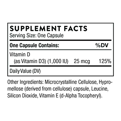 Thorne D128 Vitamin D3 Supplement - Supports Healthy Bones, Teeth Muscles, Cardiovascular, And Immune Function - Gluten-Free, Dairy-Free, Soy-Free thumb #1