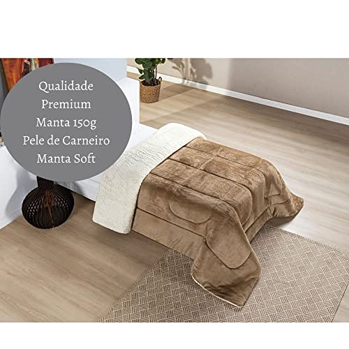 Coberdrom Solteiro 2,40m X 1,50m Manta Microfibra E Sherpa Com Toque De Lã de Carneiro Everest - Cáq