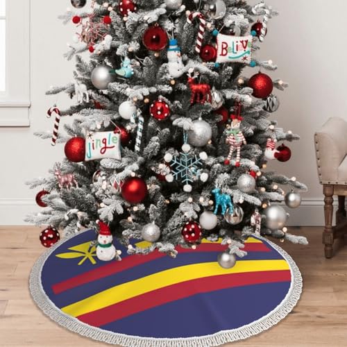 Jupe de sapin drapeau Hawaï avec pompon pour déco de Noël