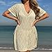 Women's Swimsuit Cover Up Summer Bathing Suit Swimwear Crochet Knit Dress Fashion Beach Vacation Clothes Beige Free Size