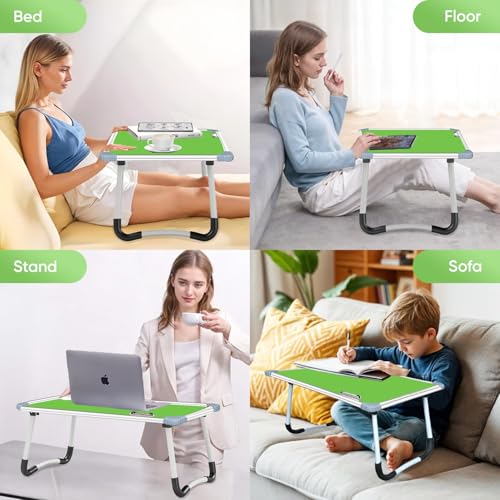 Image of YAJNAS Multipurpose Whiteboard & Laptop Table | Portable Study & Lap Desk for Bed with Laptop Support | Foldable Lap Bed Table, Ideal for Home & Office Presentation - (15 x 23, Green)