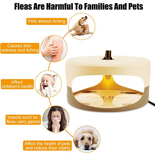 Flea Trap, Indoor Sticky Dome Flea Trap With 2 Glue Discs Odorless Non-Toxic Natural Flea Killer Trap Pad Bed Bug Trap Light Bulb Pest Control For Home House Inside, Safe For Children Pet Dog Cat #TOP1