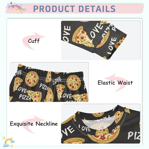 ALAZA Love Pizza Funny Pajamas Long Sleeve Sleepwear 2-Piece Pajama Set4