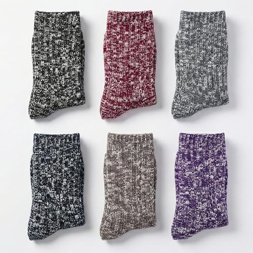 Image of Tipi Toe Women's 6 Pairs Winter Boot Socks - Soft Cotton Blend Warm Crew Socks Size 9-11