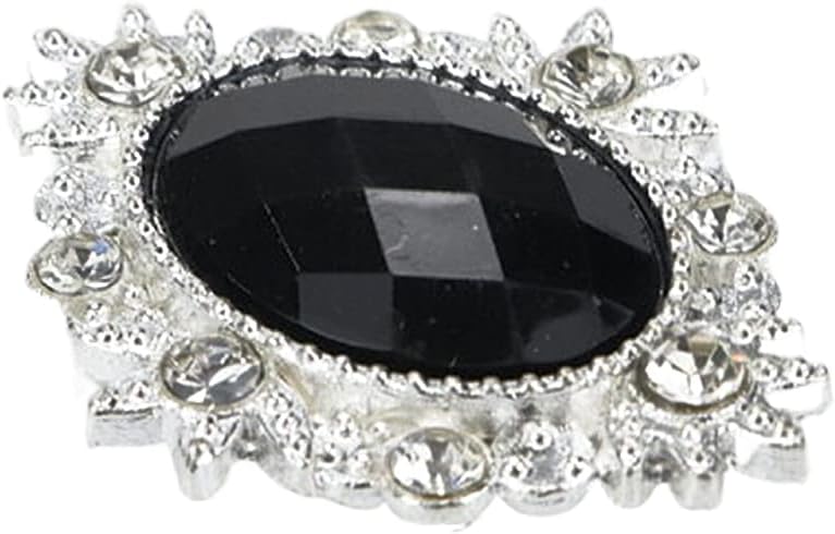 10Pcs Rhinestone Button Embellishments Luxurious Rhinestone with Diamond Crystal Decoration Handcraft Button for Handmade DIY Craft Clothing Shoes Hat Jewelry Wedding Party (Black) - Image 4