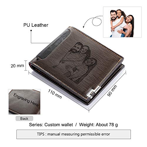 Custom Photo Wallet for Men: Personalized Bi-fold Wallet with Letter and Name - Christmas Father’s Day Anniversary for Husband Dad Groomsman Boyfriend Him Grandpa (Text)3