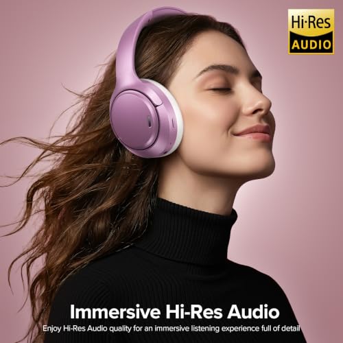 Hybrid Active Noise Cancelling Bluetooth 6.0 Headphones 120H Long Playtime, 6 ENC Mic, Over Ear Headphones Wireless, Hi-Res Audio, Memory Foam Earcup, Transparency Mode ANC Headphone for Travel Office - image 7