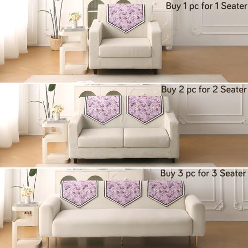 Image of HOKIPO 'Florentina Series' 1 PC Backrest Mat for Sofa Cover | Premium Multi-Needle Quilted Holland Velvet Mat with Anti Slip Backing, Peony Lavender (IN-877-V6*S)