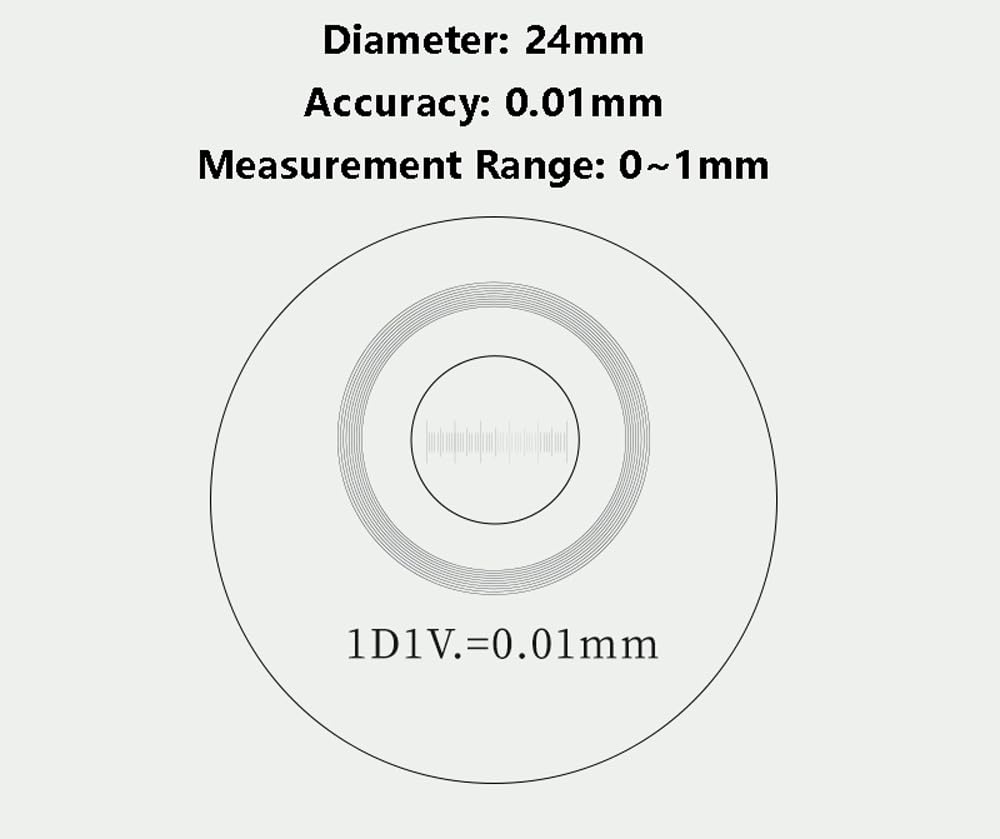 Okularmikrometer for genaue mikroskopische Messungen – for metallografische Analyse 1 Stück(24mm//0.01mm//Metallographic)