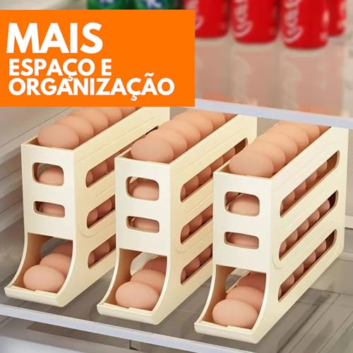 Porta Ovos Organizador Dispensador De Geladeira Gaveta 30 Ovos 4 Andares Camadas de Bandeja Prático