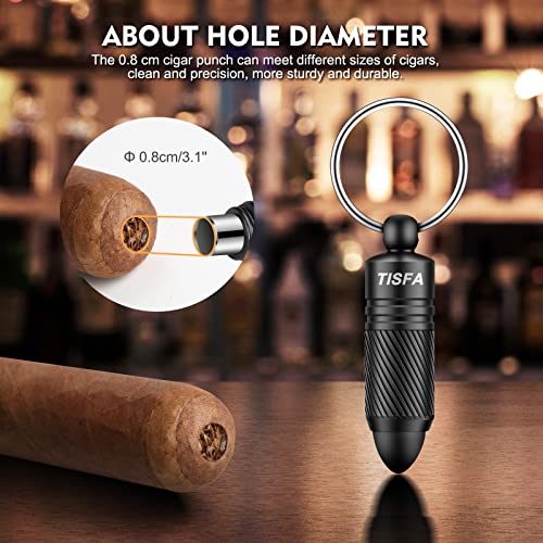 TISFA Cigar Punch Cutter Cigar Hole Opener Portable Screw Out Stainless Steel Puncher (Black) - Image 4