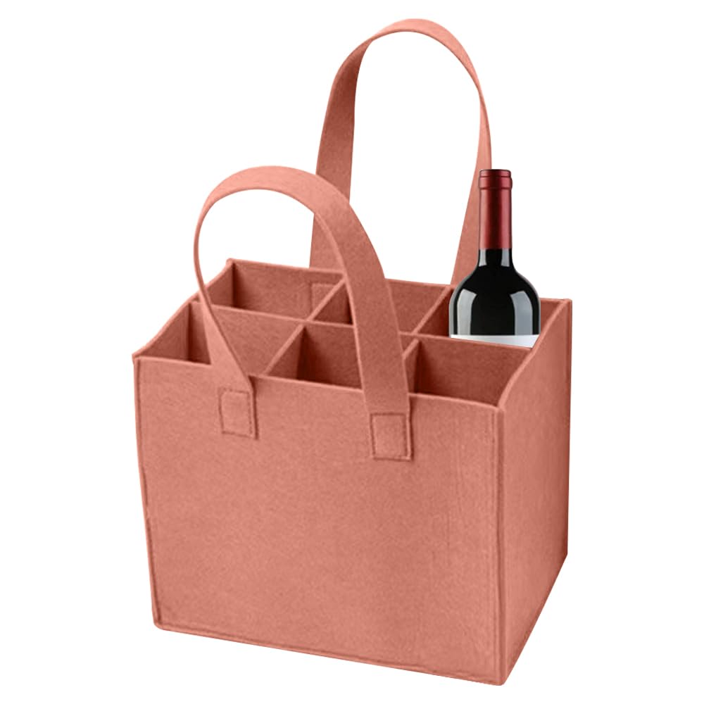 Wine Bottle Carrier Felt, 6-Compartment Bottle Bag, Portable Wine Tote Carrier, Wine Bottle Holder for Travel Picnic