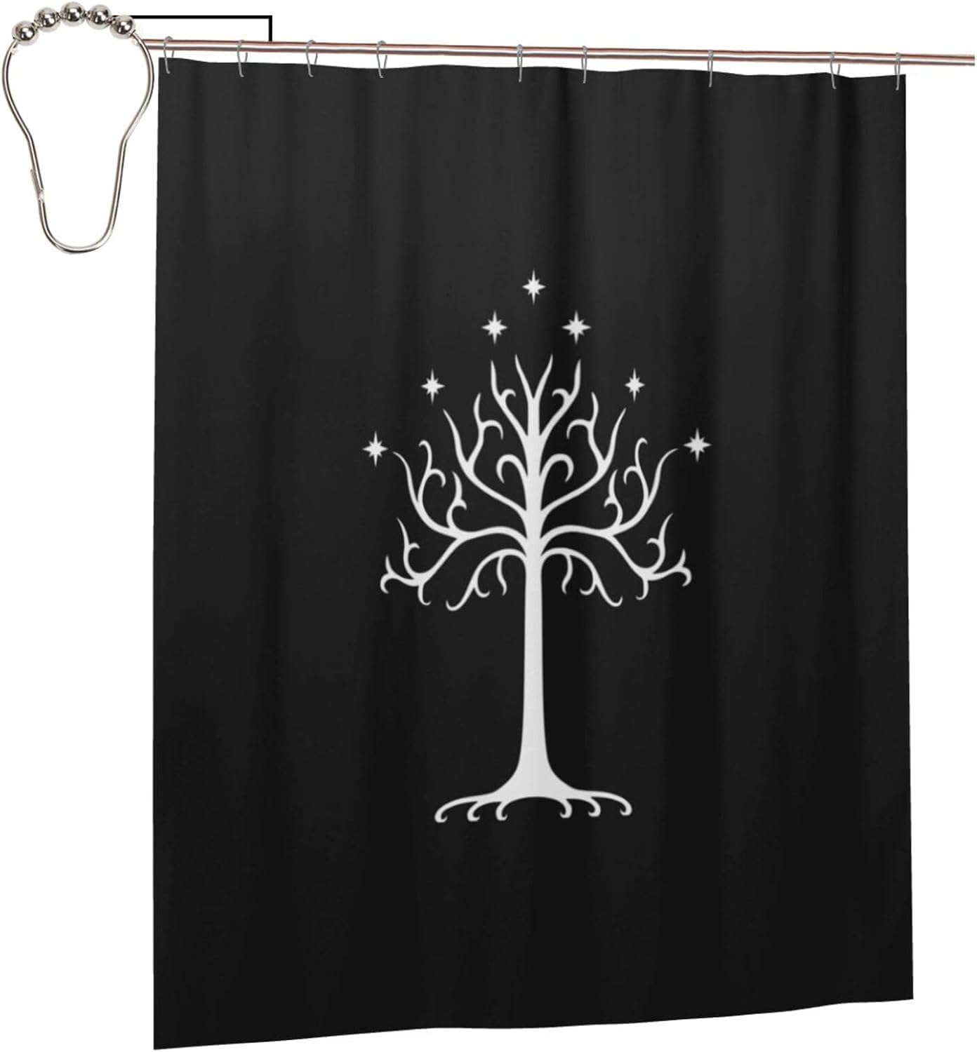 Fpandawang Gondor Bathroom Fabric Shower Curtain with 12 Buckles and Hooks, Washable, Waterproof, 60x72 Inches