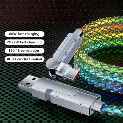 Image of Light Up USB C Charging Cords 2 Pack 6.6ft LED USB C to C Cable Multicolored RGB Colorful Gradual Rotating Charging Cable Type C Charger Cord for iPhone 17 16 15 Samsung Galaxy S25 S24 S23 S22,Laptops