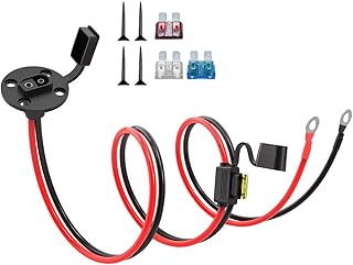 12AWG SAE Power Socket Sidewall Port to O Ring,SAE Connector Extension Cable with 10A 15A 20A 25A Fuse,Compatible for Solar Generator Battery Charger (3.3FT)