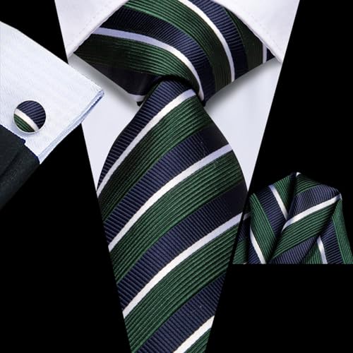 Image of Hi-Tie Men's Tie Lapel Pin Set Pocket Square Cufflinks Formal Woven Silk Tie Sets Wedding Party