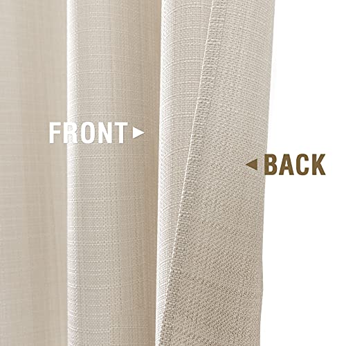 Jinchan Beige Linen Textured Curtains 84 Inch Long 2 Panels For Living Room Grommet Top Light Filtering Window Drapes For Bedroom #TOP2