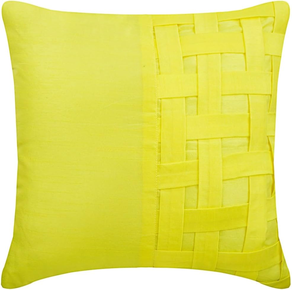 The HomeCentric Pillow Case, Silver Grey Shams, Basket Weave & Pintucks Pillow Shams, Pack of 2, 24x24 inch (60x60 cm) Pillow Sham, Square Silk Pillow Sham, Pillow Shams, Solid - Grey Silver Bricks