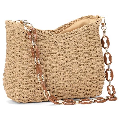 Straw Summer Purses for Women Cute Straw Crossbody Bag Woven Beach Shoulder Bag for Women Vacation