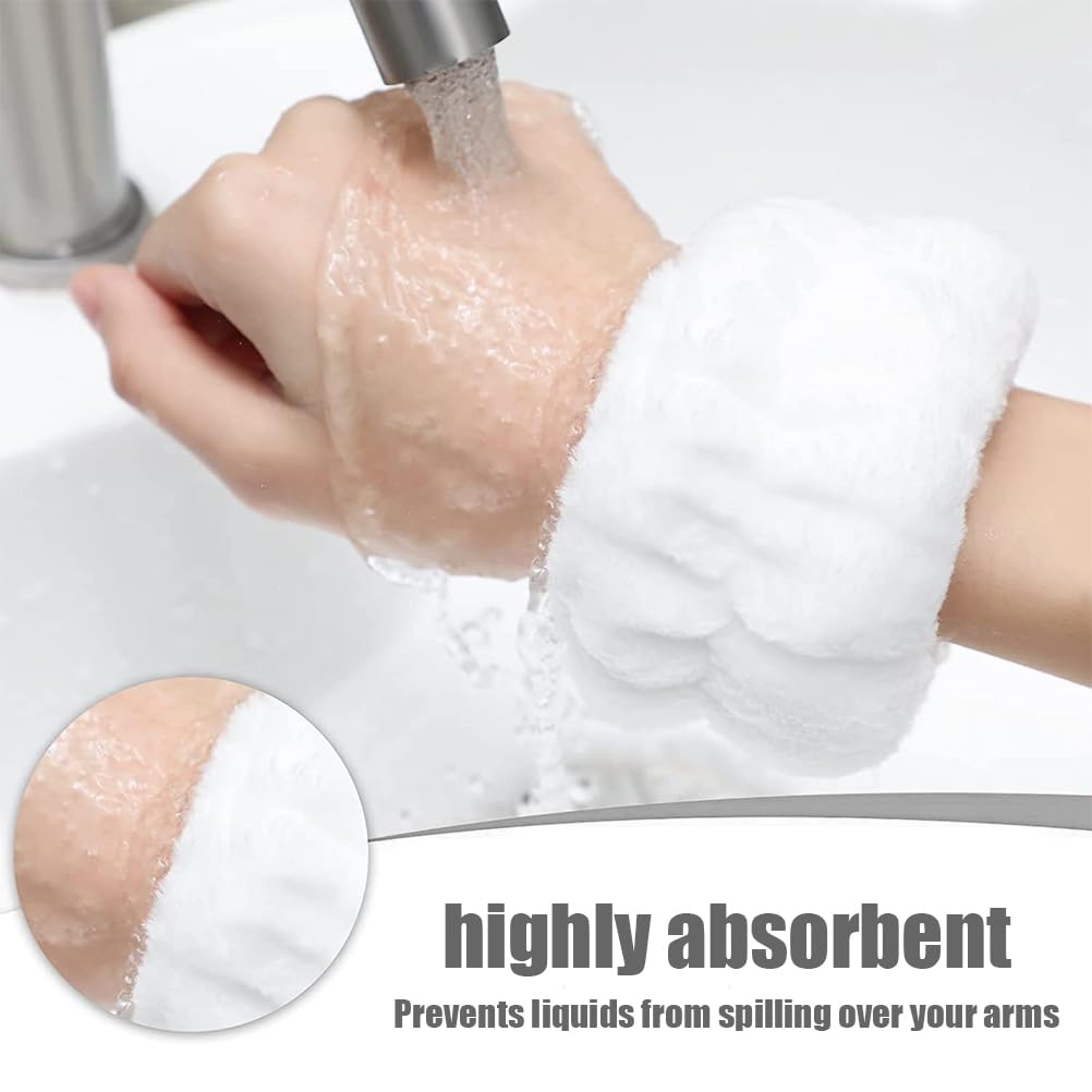 Fc'Noqgn 4 pcs SPA Wrist Wash Toalla Absorbente de Microfibra para la Cara y la Ducha (Blanco Gris)
