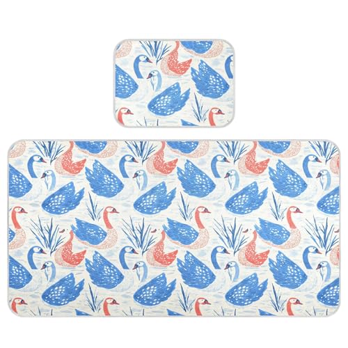 Red Blue Swans Art Cooling Baby Mattress Topper 28