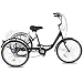 Happybuy Adult Tricycle 1Speed 7 Speed Size Cruise Bike 20 inch Adjustable Trike with Bell, Brake System Cruiser Bicycles Large Size Basket for Recreation Shopping Exercise (Black/7 Speed)