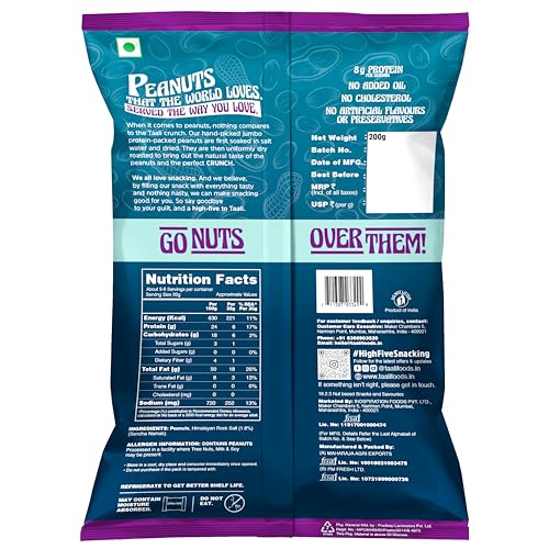 Image of Taali Jumbo Khari Sing With Skin, 200g (Pack of 4) |Roasted Salted Peanuts with Himalayan Rock Salt, No Palm Oil, Not Fried