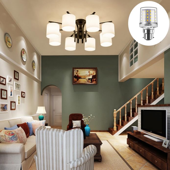 Mini LED Corn Light Bulb, 9W, B22 Socket, 3000K Warm White, 80W Equivalent, 800Lumen, Candelabra LED Light Bulbs - Image 4