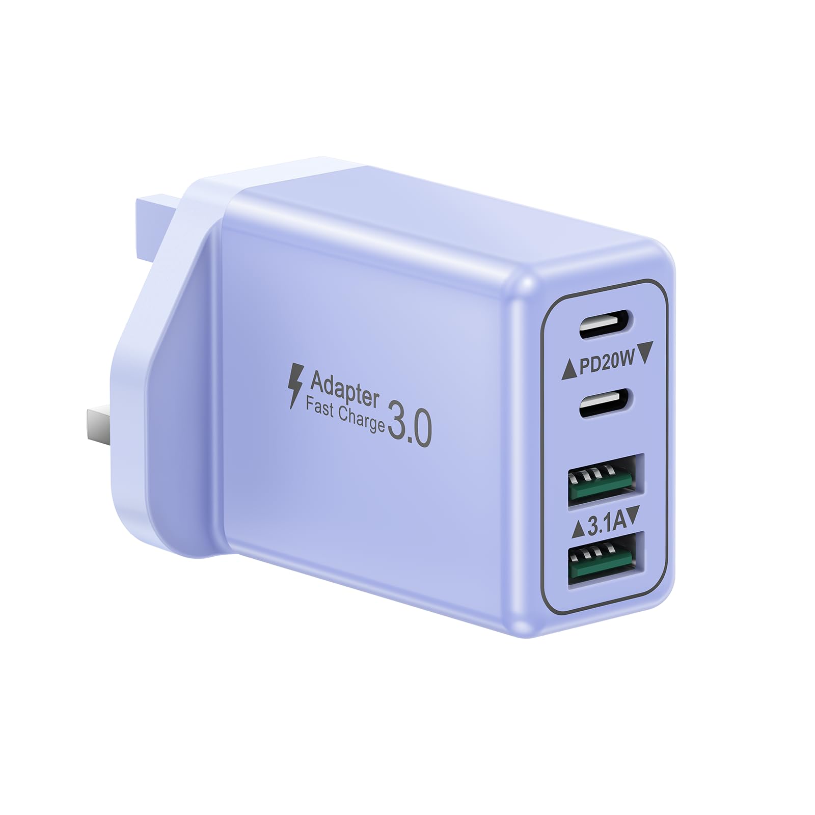 USBC Plug UK, 40W 4 Port USB Plug Fast Charger Dual USB-C Power Adapter+ QC USB Wall Plug, Multi Mains Charger Plug, Type C Charging Plug for iPhone 17 16 15 14 13 12 11 Pro Max Plus XS, Samsung — view 18