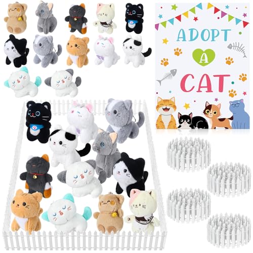 15Pcs Adopt a Pet Cat Party Favors Mini Kitten Stuffed Animals Se...