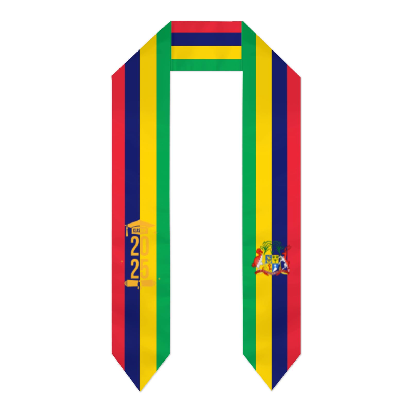 SMAZDFXX Class of 2025 Mauritius Flag Graduation Stoles Shawl Sash Scraf For Students Graduation Season