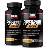 FORCE FACTOR Forebrain Focus Brain Booster, Brain Supplement to Boost Clarity & Concentration, Improve Memory & Sharpness & Productivity, Nootropic Brain Support Supplement, 120 Capsules, Black