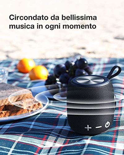 FIGMASU Bluetooth Speaker,Portable Bluetooth Speaker,Mini Bluetooth 5.0Dual Pairing Wireless Speaker,360 HD Surround Sound & Rich Stereo Bass IPX7 Waterproof for Travel,Pool and Outdoor(Black)