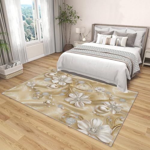 Tapis salon fleurs de perles doux et tapis de sol design 60x90