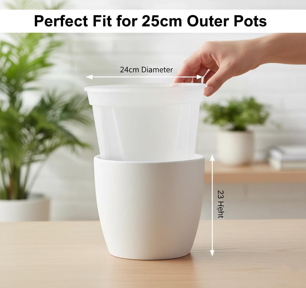 2 Stück Pflanztopf Durchsichtig 24cm mit Abflussloch, Transparenter Orchideentopf Kunststoff, Großer Kulturtopf Innentopf für Sukkulenten & Zimmerpflanzen zur Wurzelkontrolle