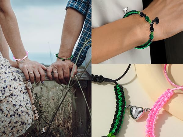 Elphaba Galinda Matching Bracelets -Braided Friendship Bracelet- Rhinestone Crown Witch Hat Matching Bracelets -Couples BFF Accessories Gifts for Fans Party Dress Decor2