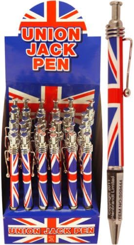 Pack of 12 Union Jack Ballpoint Pens Souvenir Collectable, Blue, 1 count (Pack of 12)
