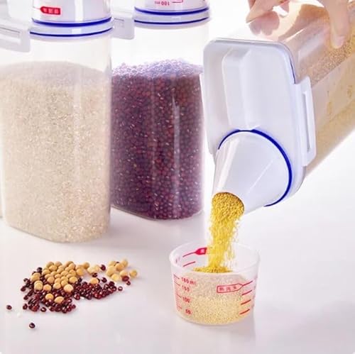 Pote Hermético com Tampa para Armazenamento de Alimentos com Bico e Copo Medidor 2L Dispenser para A
