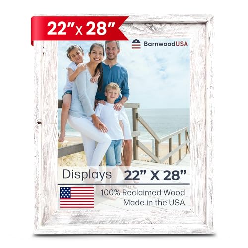 BARNWOODUSA Farmhouse Style Rustic Picture Frame, 22x28, White Wash